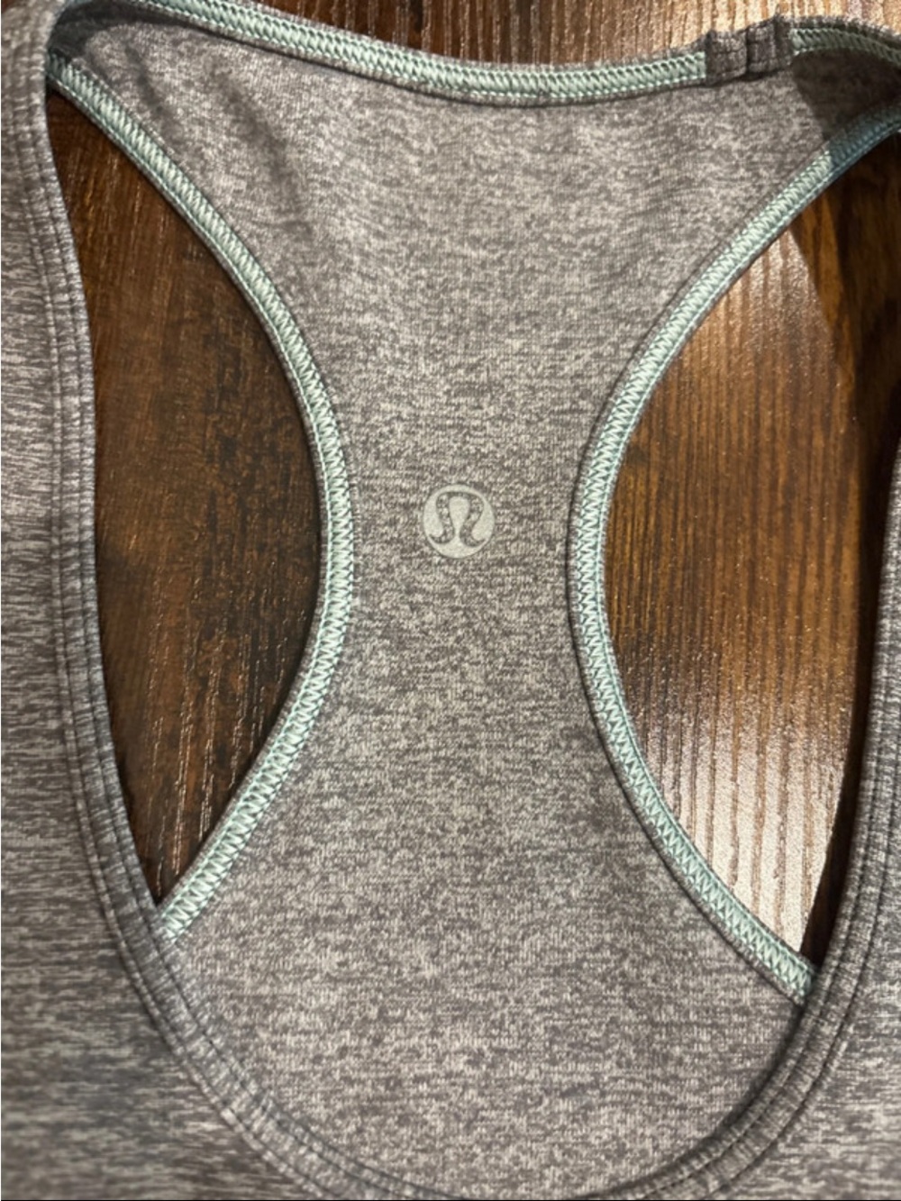lululemon athletica Gray Racerback Sports Bra with Mint Trim